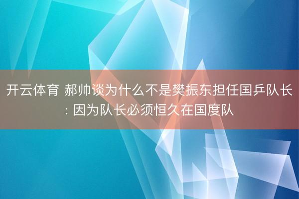 开云体育 郝帅谈为什么不是樊振东担任国乒队长: 因为队长必须恒久在国度队