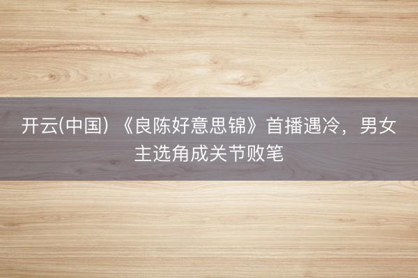 开云(中国) 《良陈好意思锦》首播遇冷，男女主选角成关节败笔