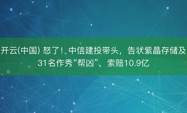 开云(中国) 怒了！中信建投带头，告状紫晶存储及31名作秀“帮凶”，索赔10.9亿