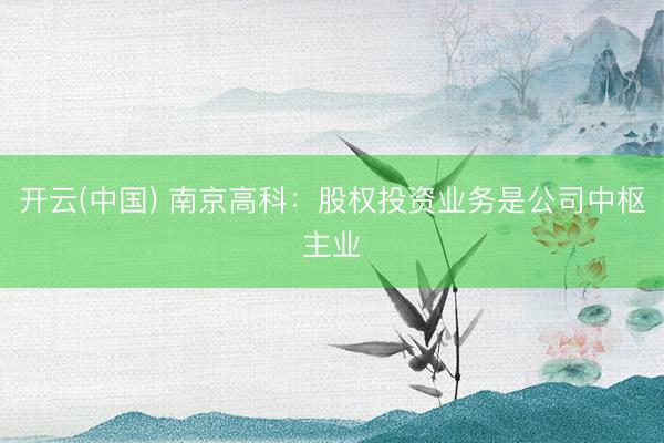 开云(中国) 南京高科：股权投资业务是公司中枢主业