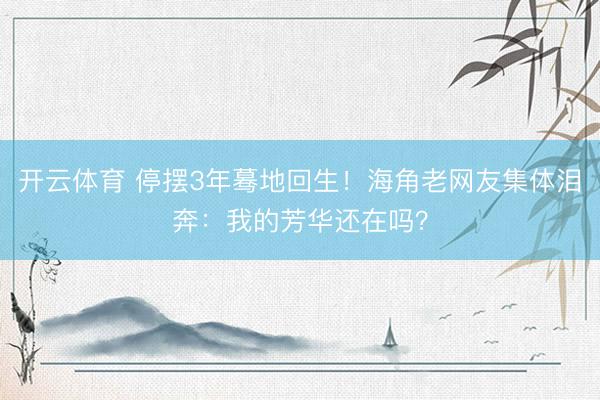 开云体育 停摆3年蓦地回生！海角老网友集体泪奔：我的芳华还在吗？