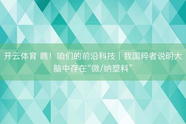 开云体育 瞧！咱们的前沿科技｜我国粹者说明大脑中存在“微/纳塑料”