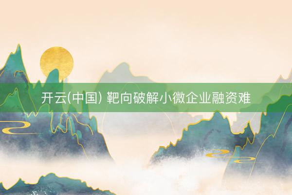 开云(中国) 靶向破解小微企业融资难
